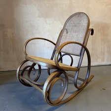 VINTAGE BENTWOOD AND CANE ROCKING CHAIR BAMBOO MIDCENTURY THONET STYLE #4726