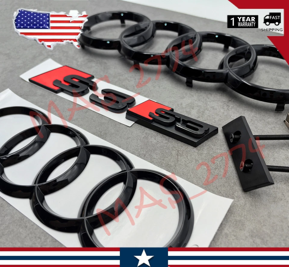 4 шт черных передних колец S3 273 мм 192 мм с эмблемой задней решетки багажника - Изображение 4 из 4