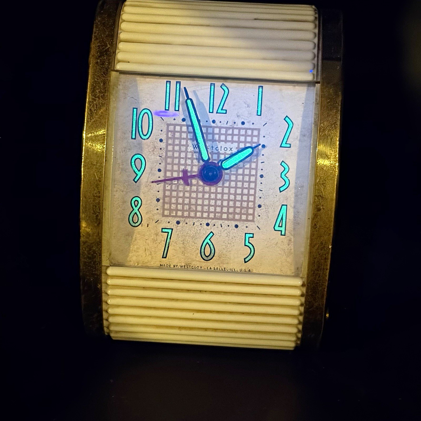 Westclox Mid-Century Mechanical Travel Alarm Clock, Luminous Dial, Non-Working