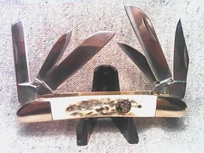 Classic 6-Blade Congress Knife w/Stag Handles Shield & Display Box, WT-570DSM