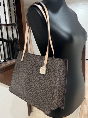 DKNY Brown Signature Coated Canvas and Leather Tote -NWT