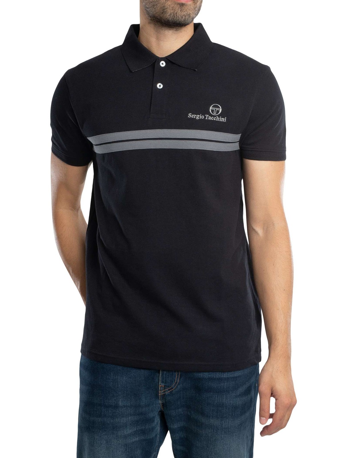 Новая мужская рубашка поло Supermac от Sergio Tacchini черная 7390₽