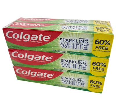 Colgate Sparkling White 6 Pack Mint Zing Gel Toothpaste 4 Oz Stain Fighting NEW