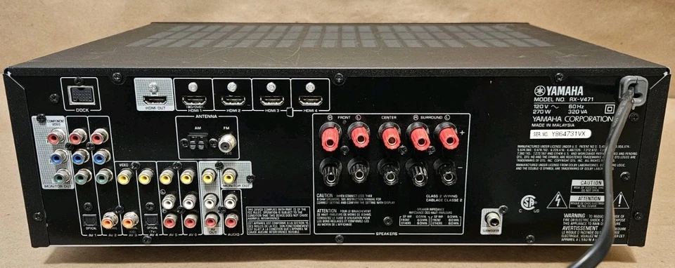 Yamaha RX-V471 - 5.1 Ch HDMI Home Theater Surround Sound Receiver Stereo System - Image 2 of 2
