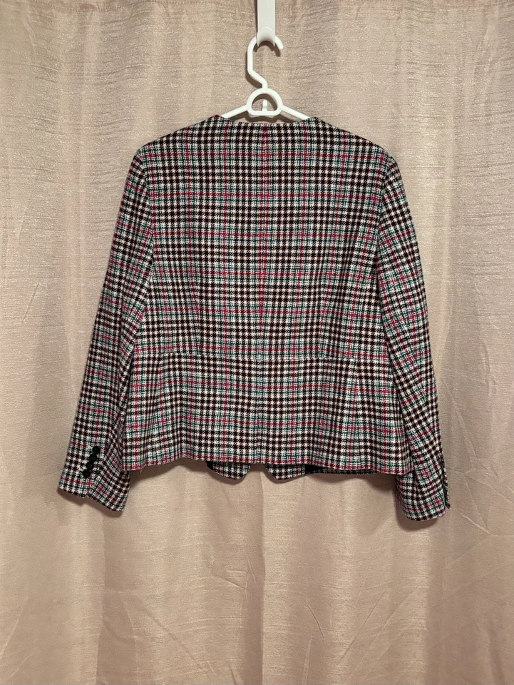 Blazer Talbots Mujer Talla 14W Rosa Mezcla de Lana a Cuadros Cuatro Botones Nuevo con Etiquetas Foto 2 de 4