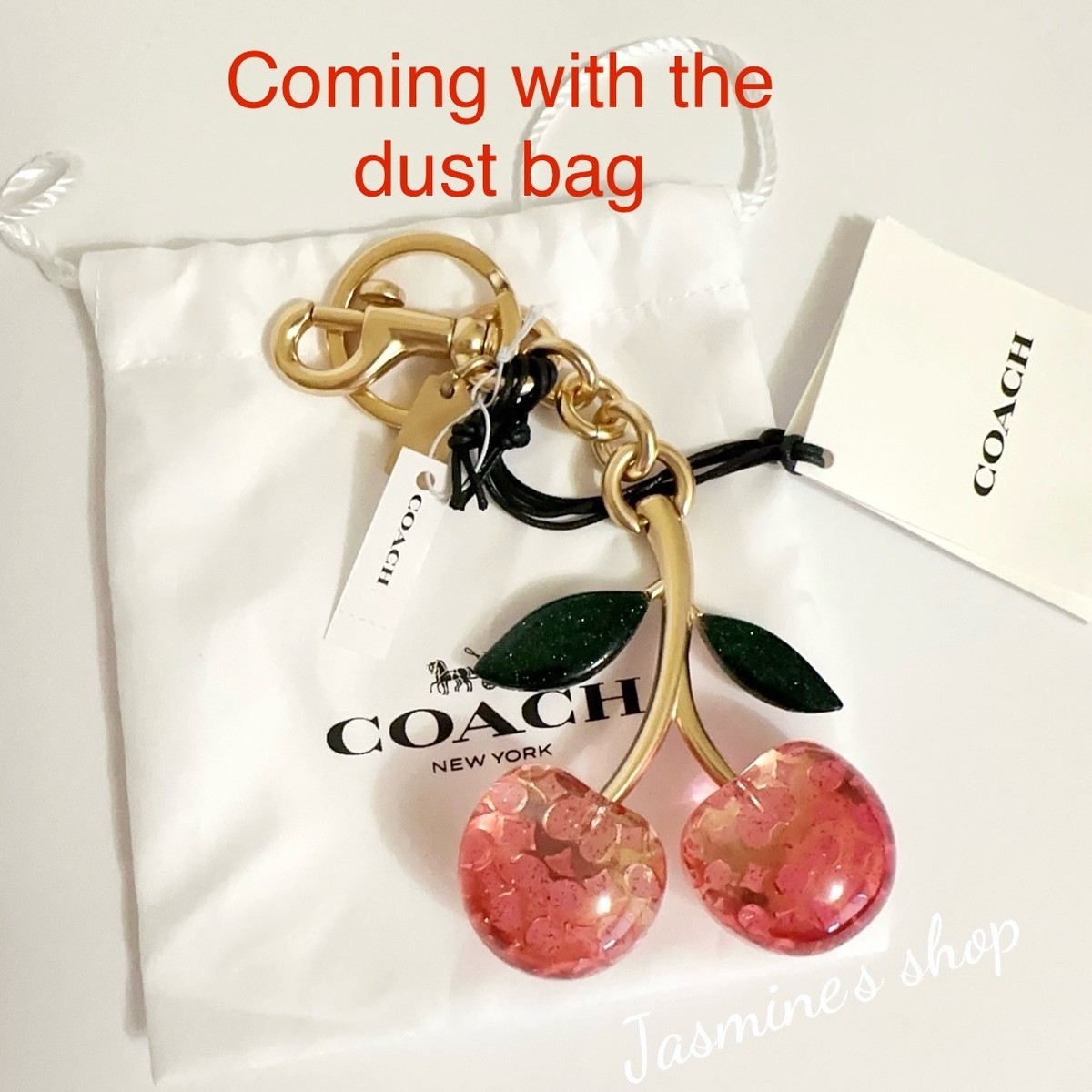 NWT Coach Pink Teddy Bear Bag Charm Key Chain/dice cluster/hear