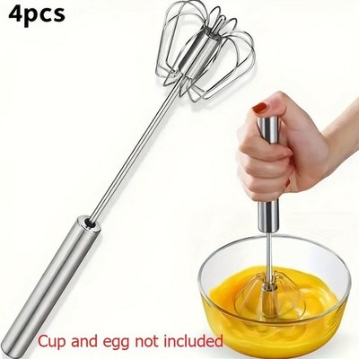 Durable Stainless Steel Egg Whisk, Manual Handheld Mixer for Egg & Cream Mixing