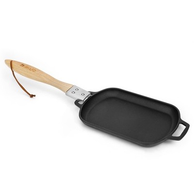 Gusseisenpfanne Grill, Grillpfanne Abnehmbarer Griff, Bratpfanne für Gasgrill...