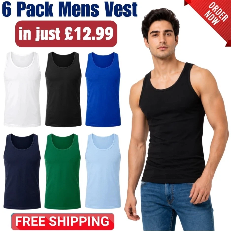 Men's 100% Cotton Vest Tops by M&H
