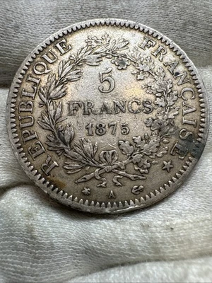 5 Francs Argent HERCULE 1875 petit A - Photo 1/3