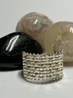 Vintage Mexico Sterling Silver Woven Mesh Band Ring Stamped I.S. 925 MEXICO
