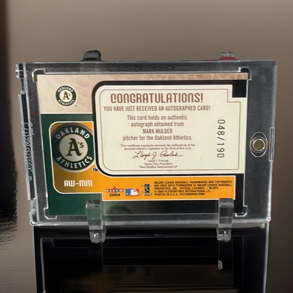 Fleer 2004 Patchworks Autoworks Mark Mulder automático #/190 y 🧲 estuche-atletismo Foto 3 de 3