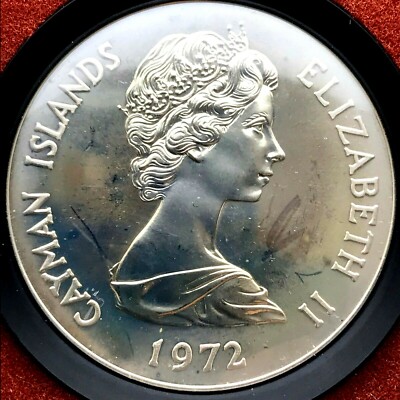 1972 CAYMAN ISLANDS $25 STERLING SILVER PROOF 25TH ANNIVERSARY