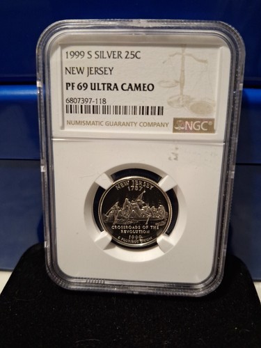 1999 s silver New Jersey statehood quarter NGC PF 69 Ultra Cameo * - Picture 2 of 5