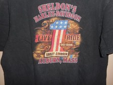 Vintage Harley Davidson "Flaming Skull/#1 Cotton Black T-Shirt XL USA MADE