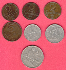 1922-32 LATVIA LETTLAND 2, 5, 10, 20 and 50 SANTIMU LOT OF 7 COINS 9173