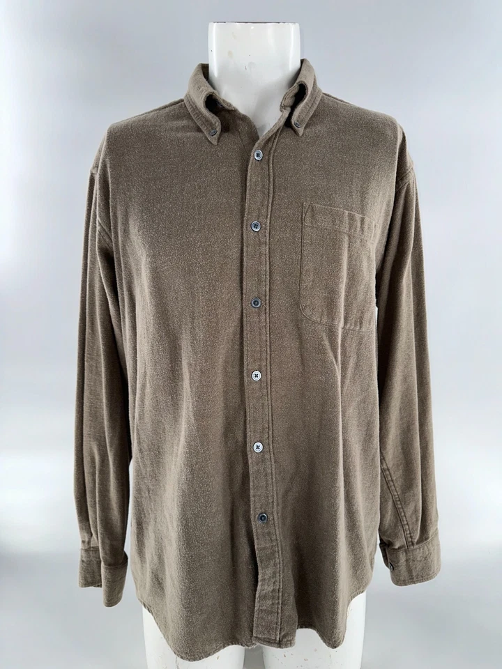 Salute Oleg Cassini 长袖纽扣衬衫男式 XL 棕褐色 100% 棉 YGI J4-76 — 第 2/4 张图片