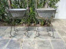 Paire de jardinière d'extérieur ancienne en fonte vers 1910