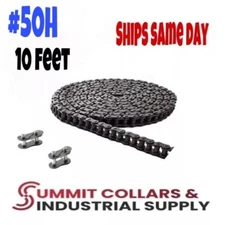 #50 HEAVY DUTY Roller Chain x 10 feet + 2 Connecting Links,  Great Quality!