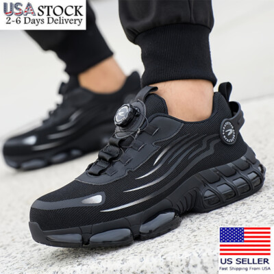 Men's Safety Sneakers Steel Toe Cap Non-Slip Work Shoes Swivel Buckle Shoelaces
