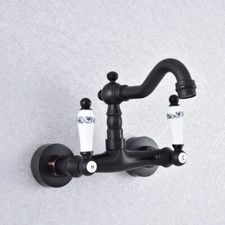 Oil Rubebd Bronze Wall Mount Bathroom Kitchen Sink Faucet Swivel Sink Mixer Tap