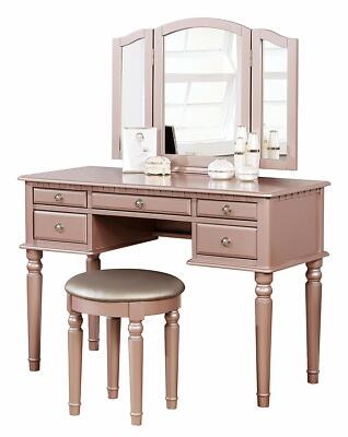 rose gold dressing table stool Harriet Rose Gold Vanity w/ Stool - Furniture City