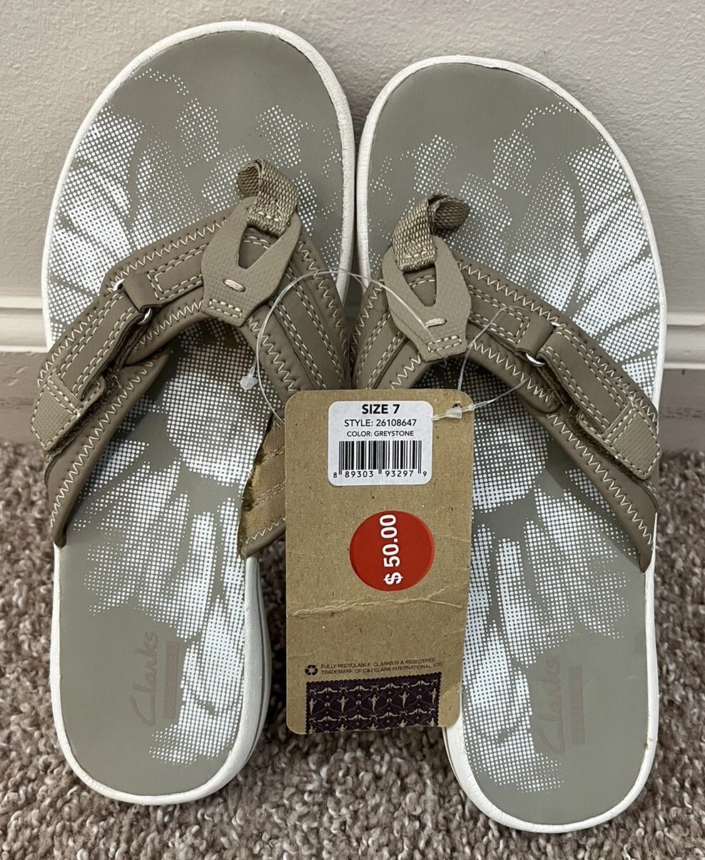 NUOVI sandali infradito Clarks Collection donna 7 Greystone regolabili tanga