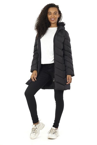Faux Fur Black White Padded Jacket Coat 