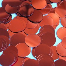 Round Sequin 20mm Top Hole Deep Rich Orange Shiny Metallic Paillette Made in USA