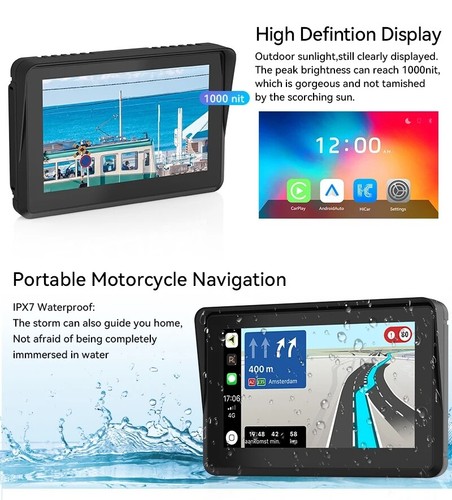 5" Motorcycle Navigator Wireless Carplay Android Auto IPX7 Waterproof with TPMS - Picture 11 of 15