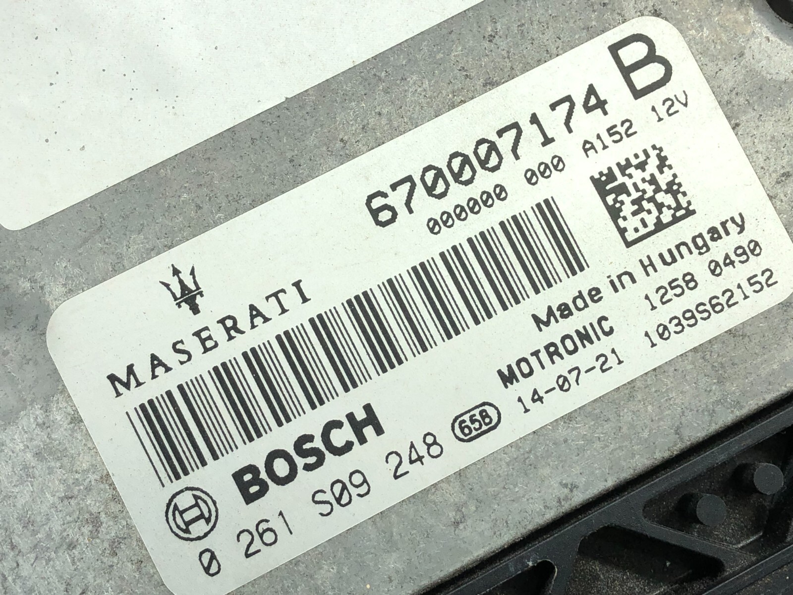 2014-2017 MASERATI GHIBLI S 3.0L ENGINE ECU W/ START SWITCH & KEY OEM.