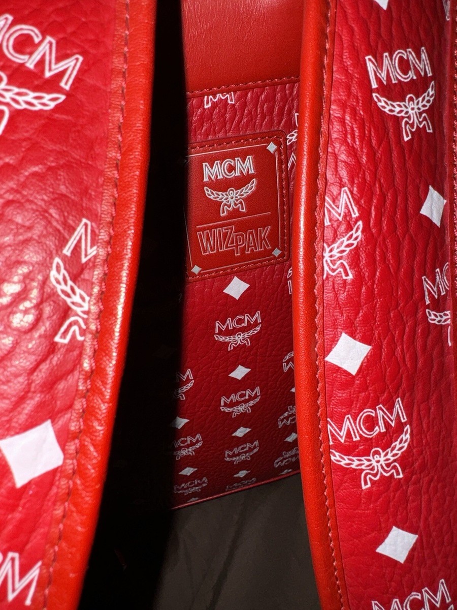MCM x WizPak Backpack Bluetooth Speaker Monogrammed Logo Red/White