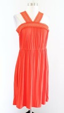 NWT Ann Taylor Loft Orange Lace Crochet Halter Neck Knit Dress Size S Casual