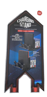 PS4 Slim Cooling Stand with 2 Fans + Two Controller Charging Station
