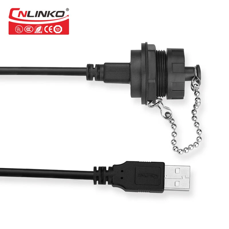 Dual Panel Port USB2.0 Waterproof Sealed IP67 USB Connector Bulkhead Socket Plug - Image 2 of 4