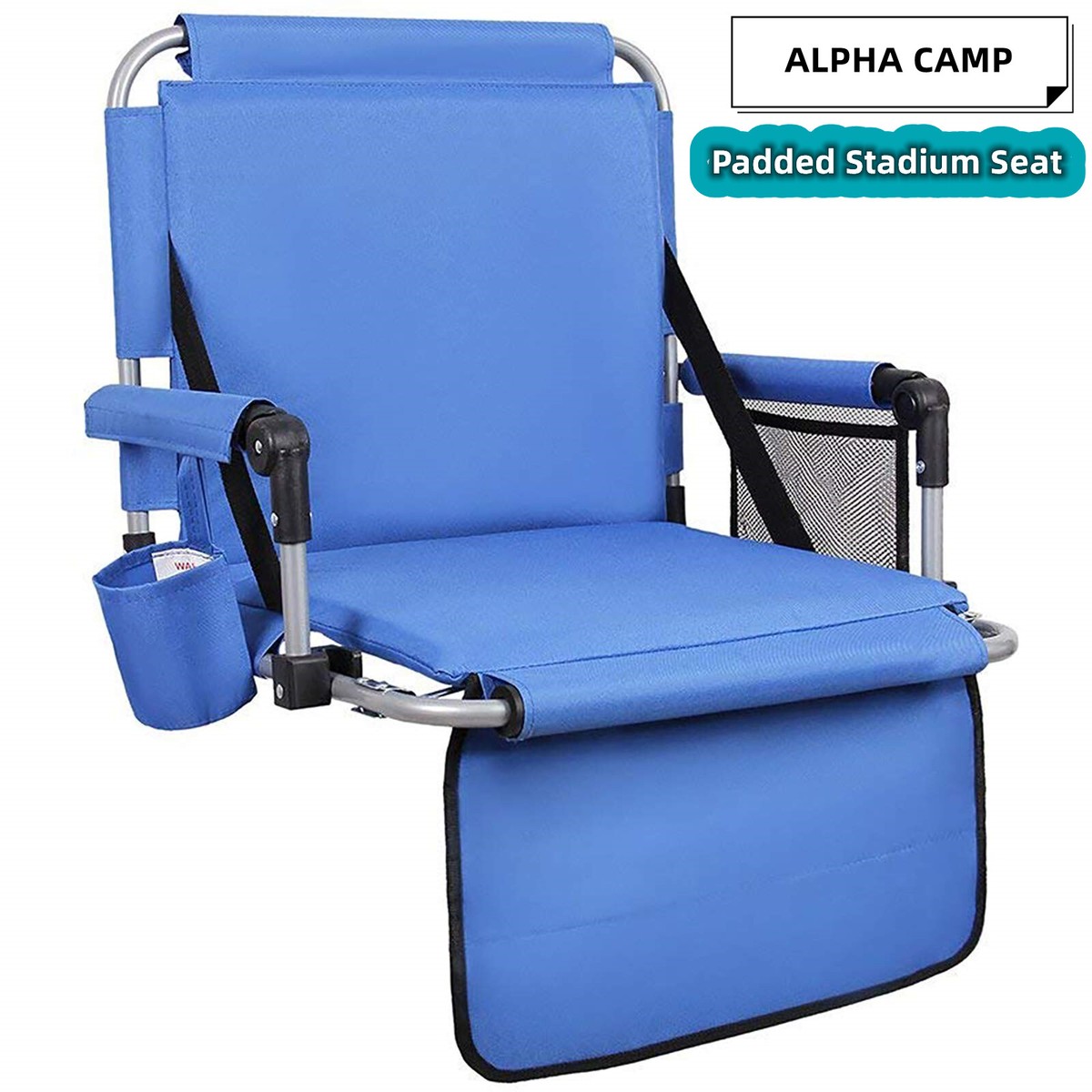 ALPHA CAMP Portable Folding Padded Stadium Seat Bleacher Chair Cup