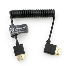8K HDMI 2.1 High-Speed Braided Coiled Cable Straight to Left Angle for Atomos 
