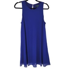 Lauren ralph lauren womens 14 blue crepe sleeveless swing dress