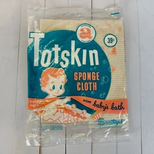 Rare Vintage 1950s Amsco Baby Totskin Sponge Cloth Sanitized NOS Deadstock NIP