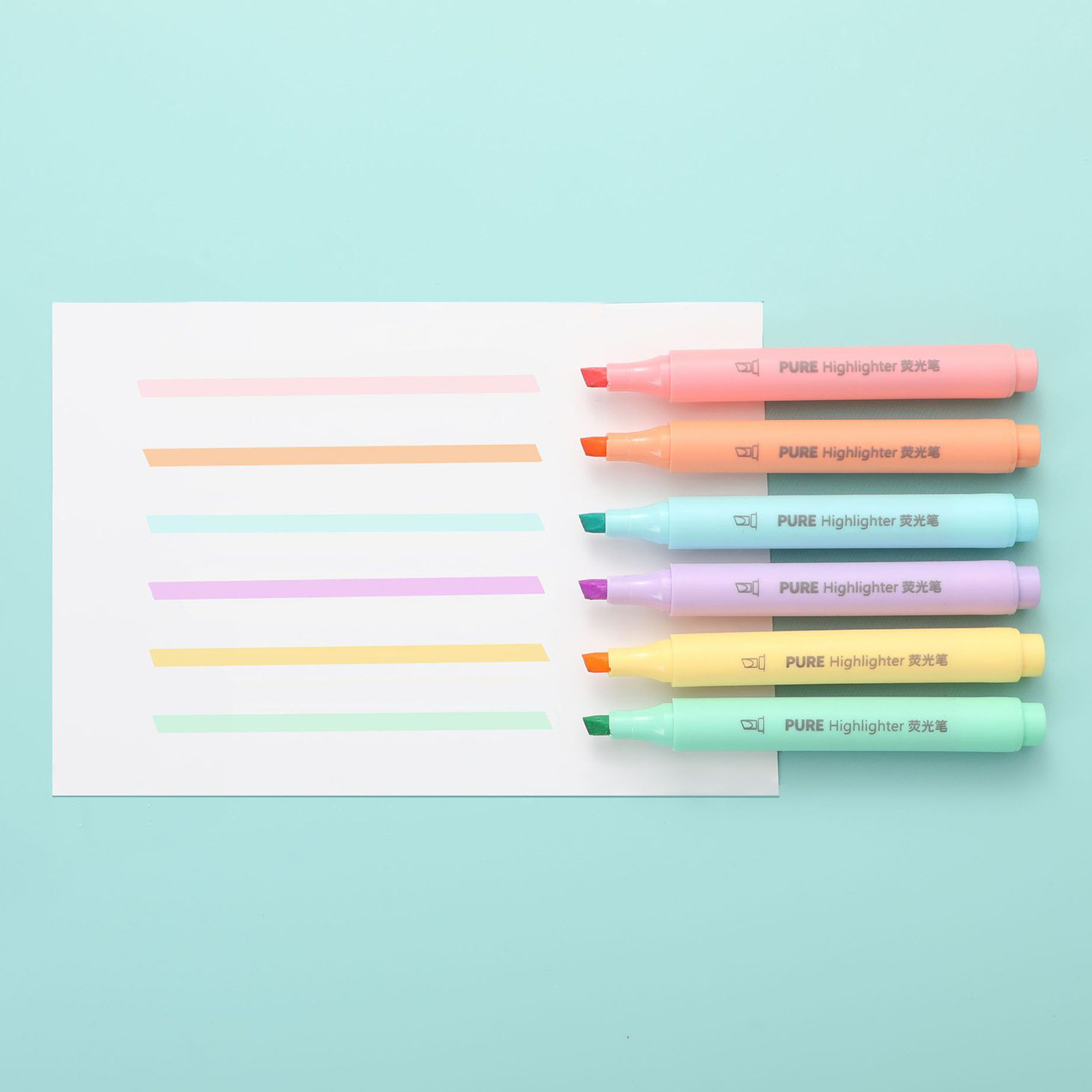 6pcs Highlighters Bulk Chisel Tip 6 Colors Aesthetic Markers for Kid School Work-image