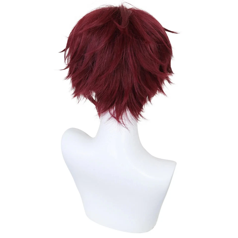 Peluca corta multicolor vino rojo rosa recta para hombre para disfraces fiesta de disfraces Foto 2 de 4