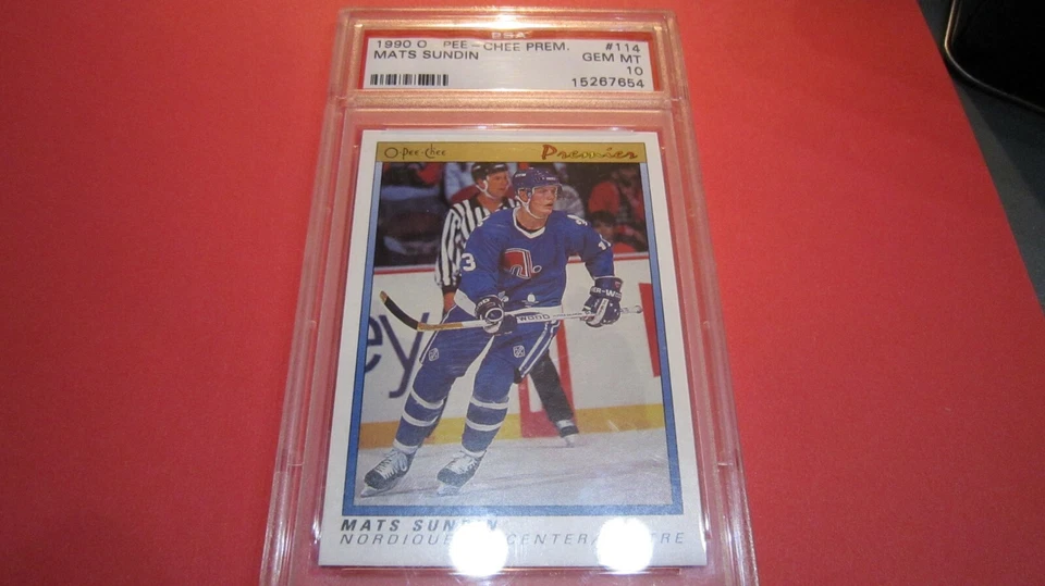 NHL 1990 OPC O-PEE-CHEE PREMIER #114 MATS SUNDIN ROOKIE RC HOF PSA 10 GEM MINT - Image 2 of 4