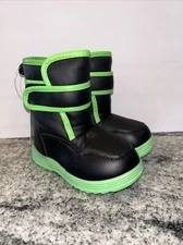 Lilly Of New York Toddler Size 8 Black And Green Waterproof Snow Boots