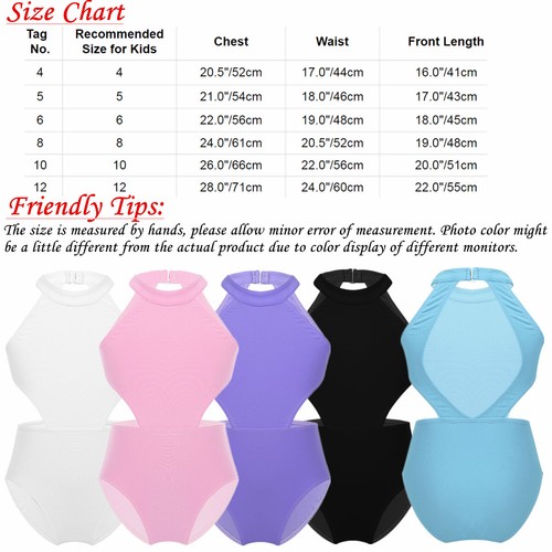 Girl Kid Halter Neck Backless Ballet Dance Gymnastics Leotard Bodyduit AU - Picture 4 of 51