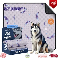 Washable Pee Pads for Dogs, Super Absorbent & Leakproof Dog Pads, 36"x41" 2 Pack