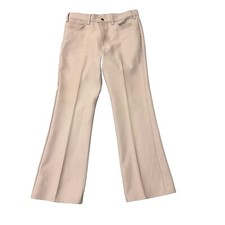 Vintage 70s Levi's 517 33x28 Bootcut Pants Khaki Polyester Slacks Disco