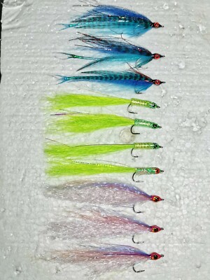10x Auswahl Gr.4 9cm Salzwasser Bester Barsch & Sewin / Meerforellen Fliegen Salbei Orvis