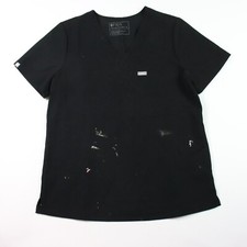 Figs Womens M Scrub Top Black Catarina Technical Collection Pocket FW1000 STAIN