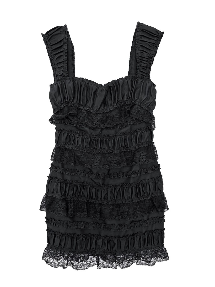 chinese dress ladies ELIE SAAB Spring Summer 2025 EMBROIDERY LACE DRESS in Black