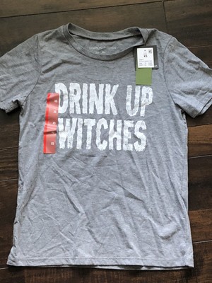 NWT Grayson Threads Women's Size XS Drink Up Witches Halloween Gray T-Shirt Top